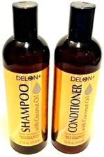 DELON+  SHAMPOO & CONDITIONER Set with Coconut Oil, 12 oz each  