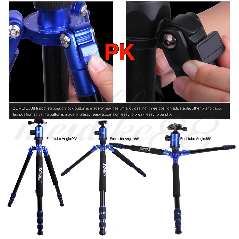 Zomei Z888 Portable Pro Adjustable Travel Tripod Monopod+BallHead For DSLRCamera - Image 3 of 4