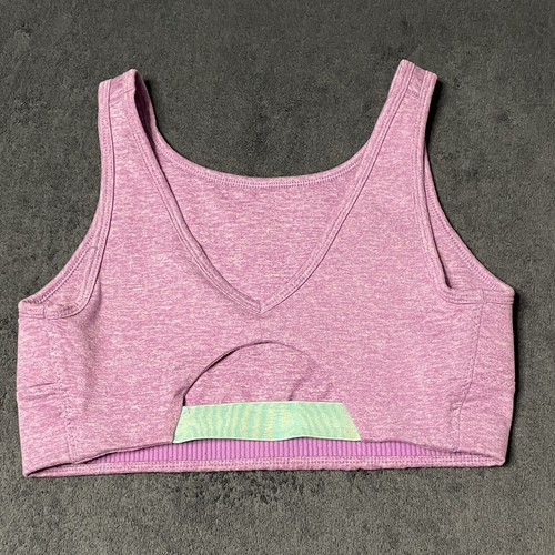 Nike Sports Bra Dri-FIT Girls L Heather Purple Mint Padded Stretch Activewear - Picture 3 of 3
