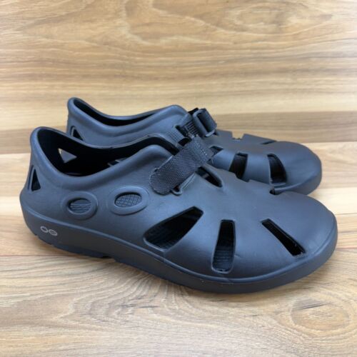 Oofos OOcandoo Sandals Mens Size 8 Black Comfort Slip On Recovery Walking EU 41
