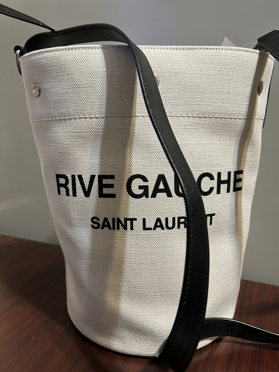 【SAINT LAURENT】RIVE GAUCHE BUCKET BAG SAINT LAURENT rive gauche bucket bag in striped canvas and
