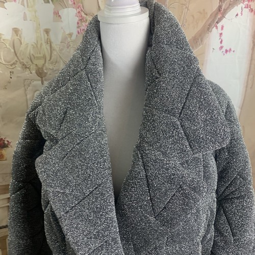 NEW Veronica Beard MARSHAL METALLIC QUILTED COAT IN SILVER Sz Large - Picture 7 of 12