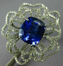 EXTRA LARGE 16.48CT DIAMOND & AAA TANZANITE 18KT WHITE GOLD FLOWER RING PENDANT