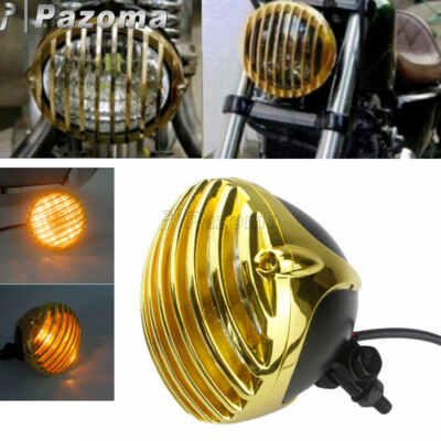 Vintage Brass Headlight Light Grill For Harley Dyna Road King