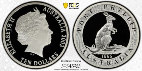 2003 Australia Port Phillip $10 Silver Proof Coin PCGS PR69DCAM - 第 1/4 張圖片