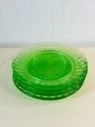VTG GREEN DEPRESSION GLASS URANIUM 4-6" SMALL BREAD DESSERT PLATES
