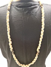 Vintage Handmade Natural White Brown Sea Shell Necklace, Pre-Owned