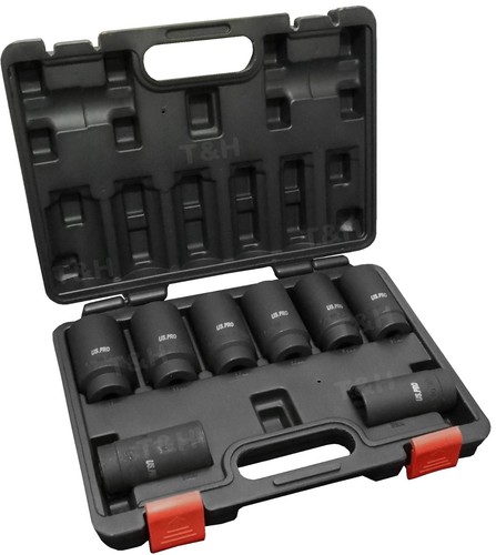 US-PRO-TOOLS-12-Point-Axle-Hub-Lug-Nut-DEEP-IMPACT-Socket-Set-1-2-Drive-29-39mm