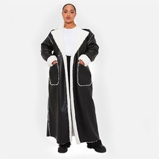 I Saw It First Womens Premium Faux Leather Borg Longline Belted Coat Jacket