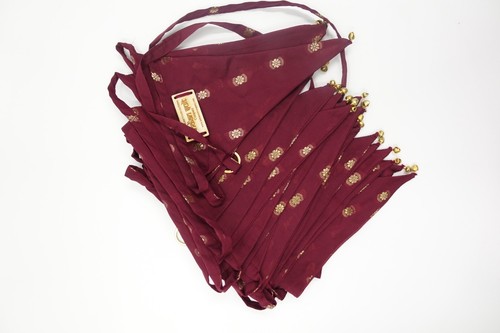 maroon Handmade Indian wedding Silk Sari Bunting Flags Garden 3 metres SKU18510 - Picture 5 of 7