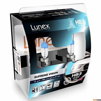2x HB3 Lunex Supreme Vision 3700K 9005 12V Halogen Headlight +100% More Light