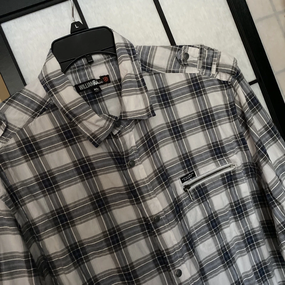 Camisa William Rast Para Hombres XL Algodón Elástico Cuadros Frente a Presión Manga Larga Foto 3 de 4