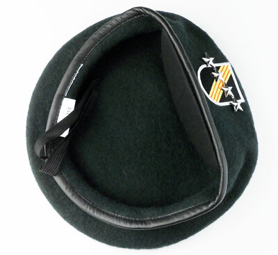 Green Beret Army Special Forces Hat with Silvery Stars Badge