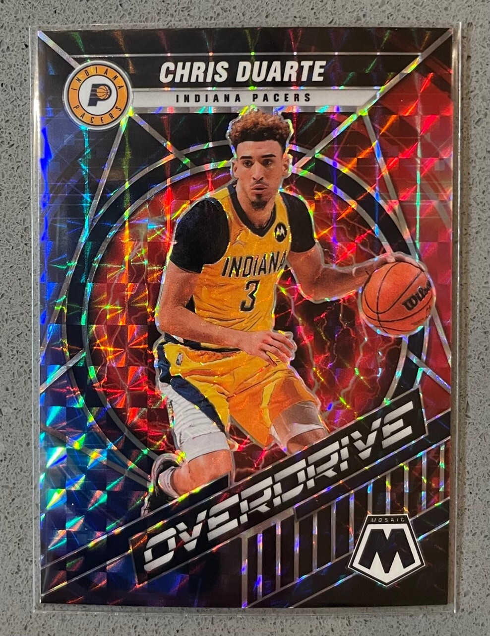 2021-22 Panini Mosaic #22 Chris Duarte Silver Overdrive Prizm Insert RC Pacers