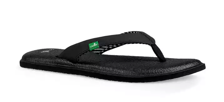 Sanuk YOGA CHAKRA Black Jersey Stripe Lining Yoga Mat Flip Flops - Main Image