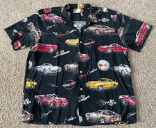 Corvette Stingray Paradise Found Hawaiian Short Sleeve Button Up Shirt Men XL