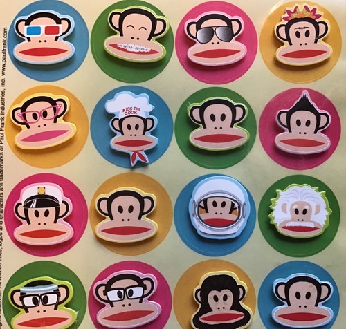 Paul Frank 48 Stickers Small 3D Julius Monkey 2010 American Greeting Craft π - Picture 4 of 5