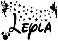 DECALCOMANIA ADESIVO VINILE STILE DISNEY PERSONALIZZATO NOME DISNEY Camera bambini Varie Dimensioni