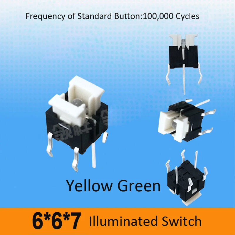 6 x 6 x 7mm LED Illuminated Switch Momentary Push Button Tactile SPST Micro PCB - Image 3 of 4