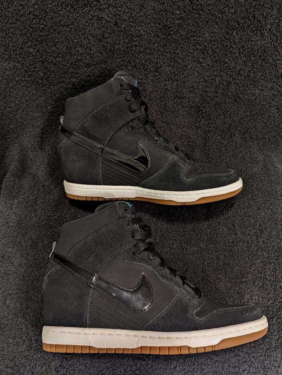 Nike Suede Dunk Sky Hi Black Gum Essential Hidden Wedge 644877-011