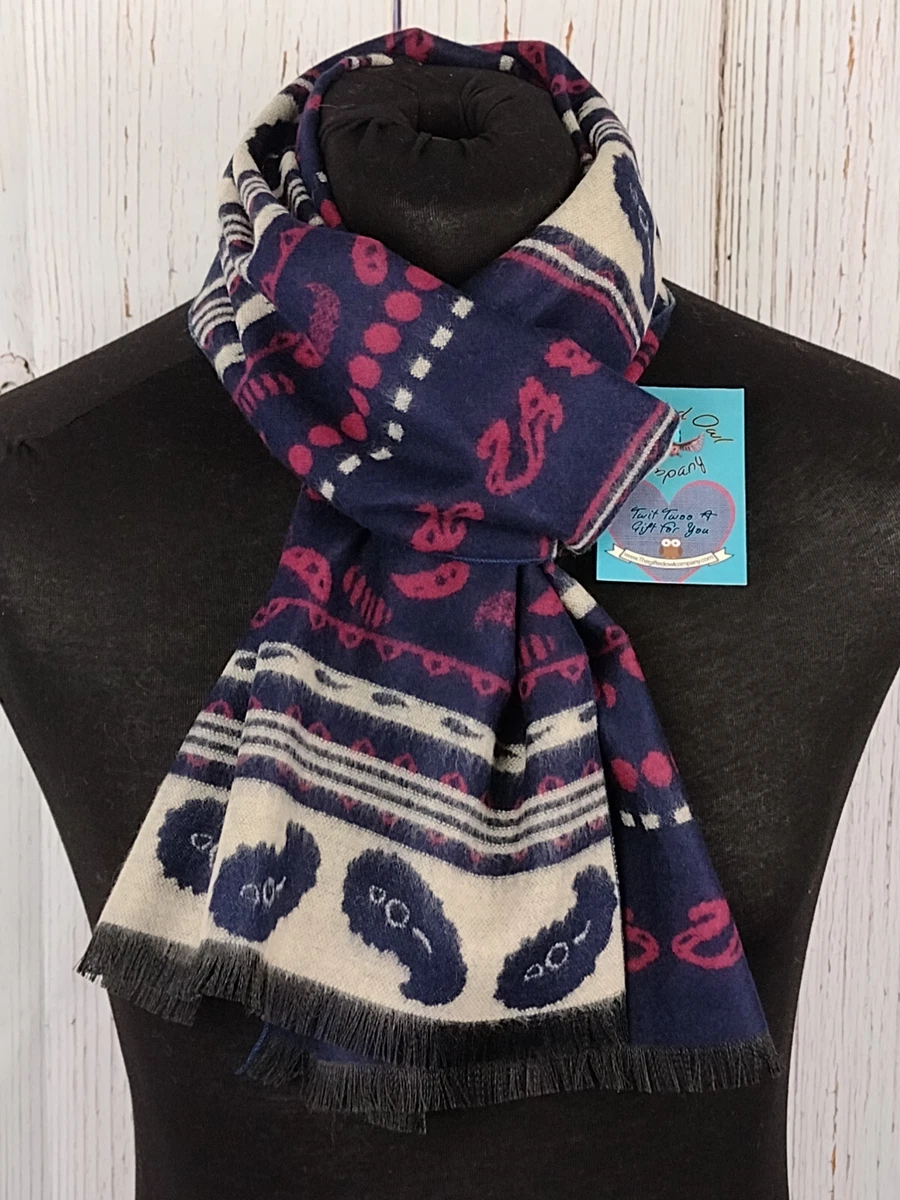 MEN S PURE SILK PAISLEY PRINT SCARF NAVY BLUE RED REVERSIBLE eBay