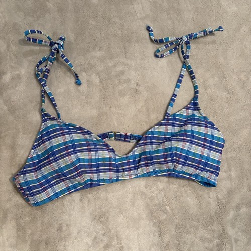 J.crew Bikini-Top blau kariert verstellbare Träger Medium