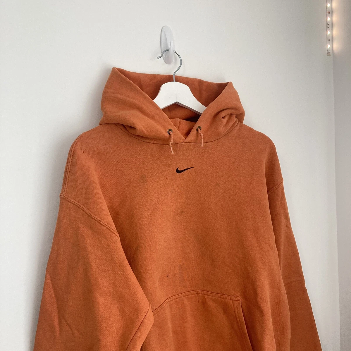 vintage 90s nike center swoosh hoodie orange Large