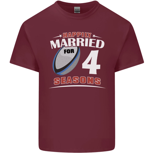 4 Year Wedding Anniversary 4th Rugby Mens Cotton T-Shirt Tee Top - Picture 63 of 107