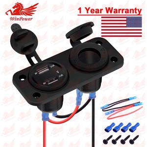 12v 24v 2 Holes Dual Usb Charger Car Cigarette Lighter Socket Plug Panel For Car Ebay