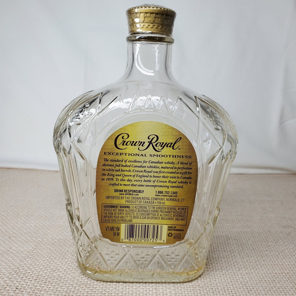 Crown Royal Bottle 750 Liter Big Bottle With Crown Lid EMPTY | eBay