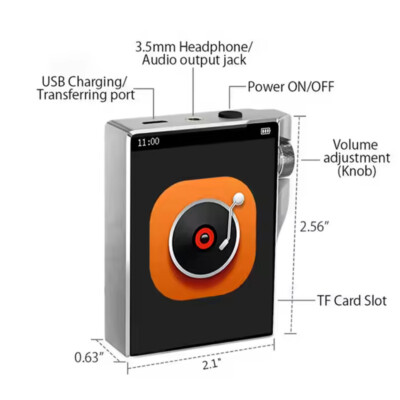 Hi-Res MP3 Player 2.4'' Full Touchscreen Verlustfreier Hochauflösender Aud 32 GB