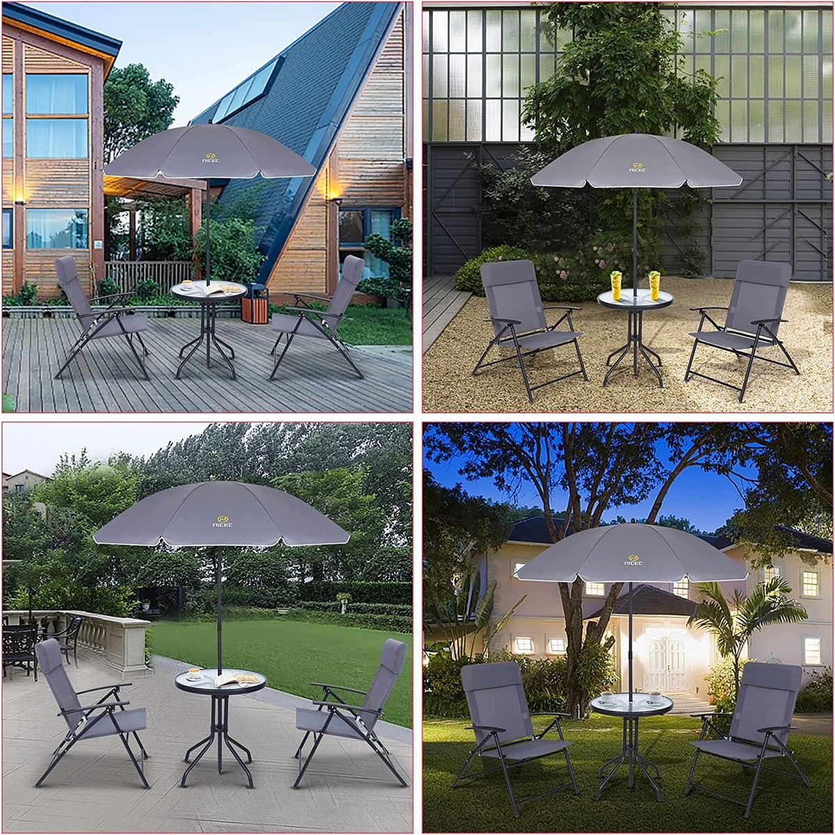 Patio Set with Umbrella, 4PC Outdoor Patio Dinning Set, Patio Furniture Set  | eBay