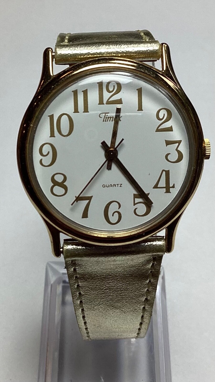 Timex Easy Reader Gold White Analog Watch with New Battery