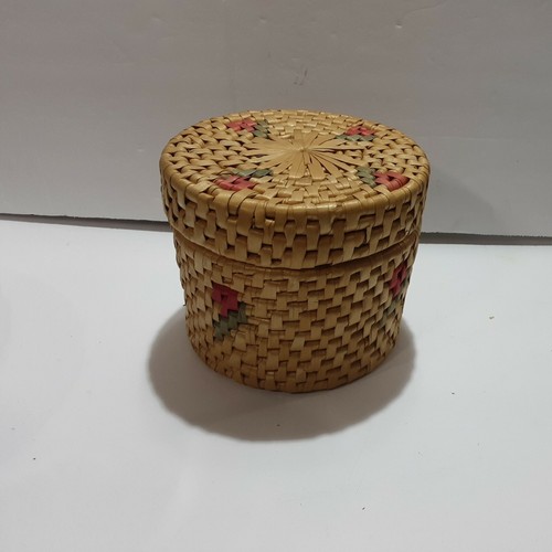 Vintage Woven Rattan Wicker Boho Coaster Basket Set round 11 handmade mcm lot - Picture 7 of 7