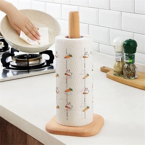 Colourtree Paper Towel Holder, Wooden Kitchen Roll Stand Organizer Free Standing - 第 1/6 張圖片