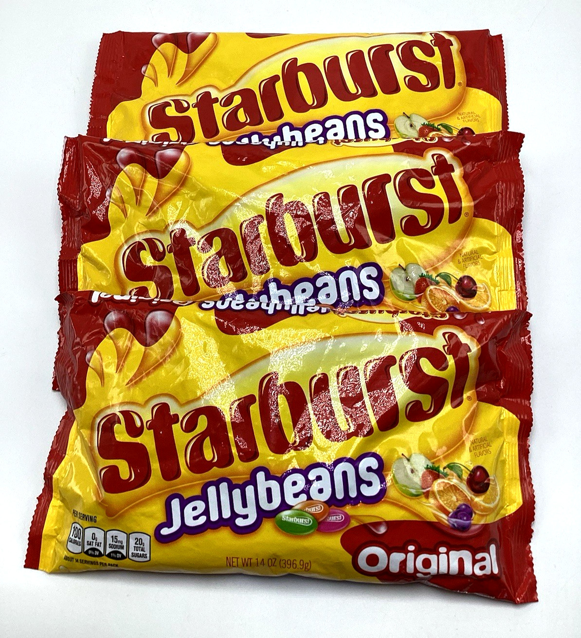 3 Pack Starburst Original Jelly Beans Candy 14oz Cherry Strawberry Apple Grape