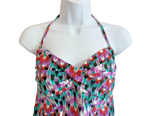 Catalina Size L Multi-Color Halter Tankini Top - Picture 3 of 6