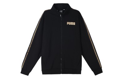 PUMA Logo Print Fleece-Lined Knit Jacket