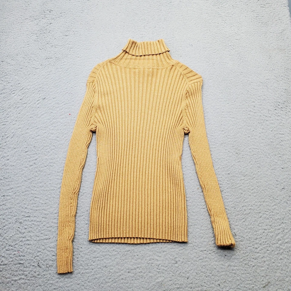 Suéter Apostrophe Mujer Pequeño Grande Marrón Tejido Calce Ajustado Manga Larga Cuello Alto Foto 2 de 4