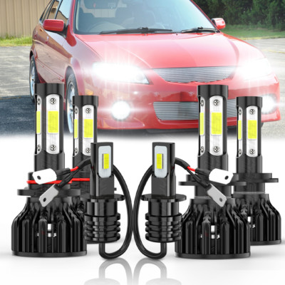 For Mazda Protege5 2002 2003 6x 9005 H7 H3 LED Headlight & Fog Light Bulbs Combo