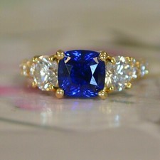 1.80Ct Cushion Lab-Created Sapphire Eternity Wedding Ring 925 Sterling Silver