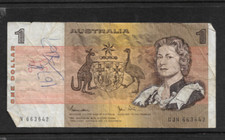 1982 $1 Johnston Stone Australian Banknote Serial # CHZ061786