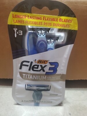 Bic Flex 3 Titanium Mens Disposable 3 Razors Ultra Thin Blades NEW