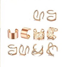 10 PC Set Minimalist Double Wrap Leaf Star Cross Ear Cuff Dainty Charm New 2374