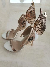 Sophia Webster Butterfly Evangeline White Rose Gold Heels Womens Size 36