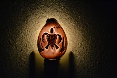 CARVED PURPLE TURTLE SEA SHELL NIGHT LIGHT KITCHEN BATHROOM