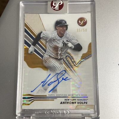 Anthony Volpe /50 2024 Topps Pristine Encased Gold Auto Refractor 