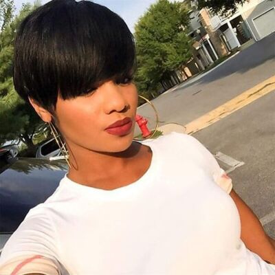 Human Hair Wigs Short Pixie Cut Wig For Women Machine Made Glueless Black  Wigs - Main Image