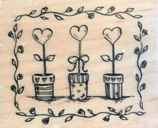 New Vintage PSX Rubber Stamp G-3369 set of flower pots