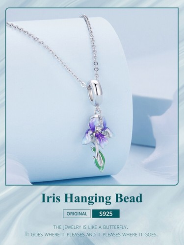 Women Fashion 925 Sterling Silver Iris CZ Hanging bead Charm Fit Bracelet VOROCO - Picture 14 of 14